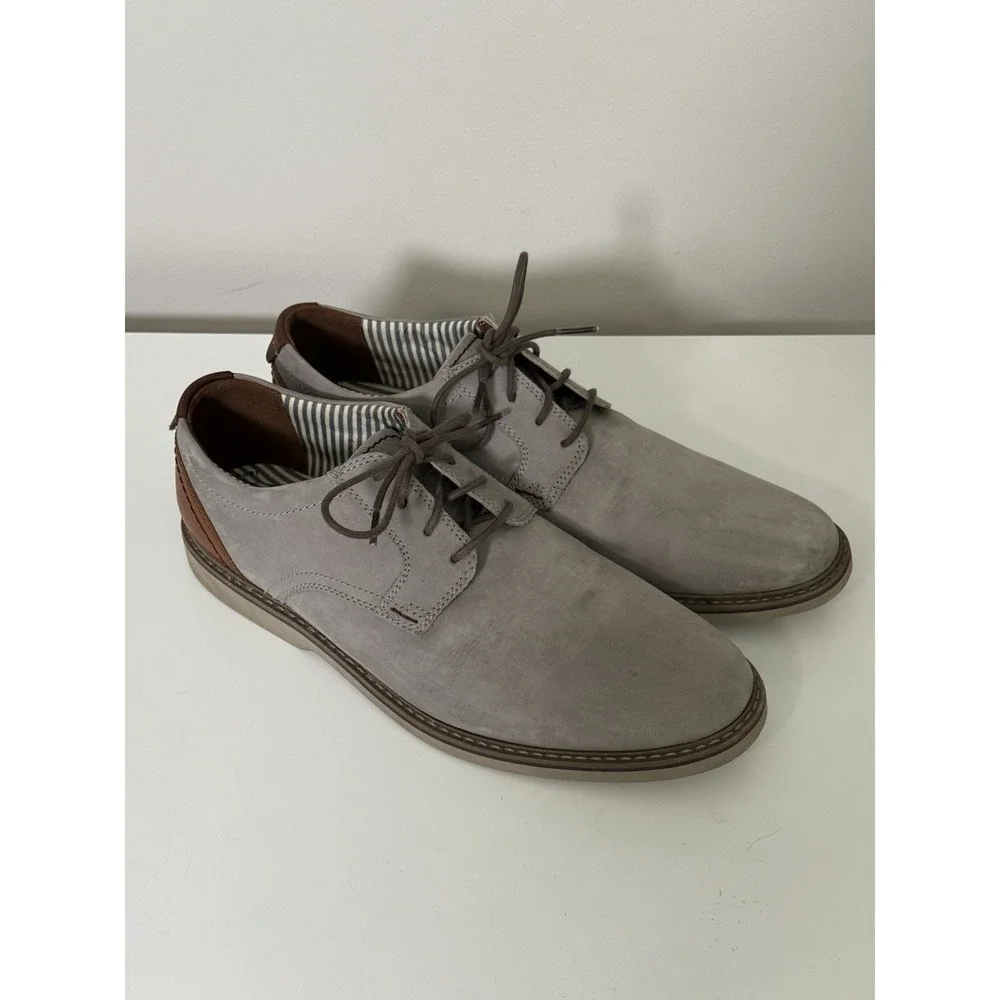 Clarks Mens Radcliff Low Gray Leather Casual Shoes Suede Sz‎ 12 Event Office